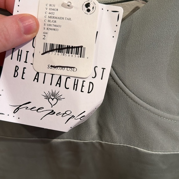 Free People Gia Green Satin Bodice Maxi Slinky Tie Back Slip Dress NWT size 2 - Picture 7 of 11